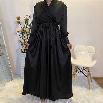 Satin Abaya Dubai Turcia Musulmană Moda Hijab Rochie Caftan Islam Îmbrăcăminte Abayas Pentru Femei Vestidos Halat de Musulmani De Modul de femme