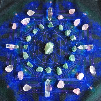 45X45CM Mandala Energie de Cristal Pânză Divinație față de masă joc de bord altar Accesorii Jocuri Tarot oracle fata de masa