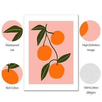 Vara Desene animate Citrice Poster Panza Pictura Portocale Fructe de Mango Poze de Perete pentru Camera de zi Nordic Decor Acasă Printuri de Arta