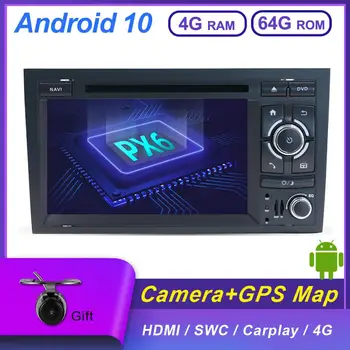 PX6 DSP Stereo al Mașinii receptor Android 10 Pentru audi a4 b6 Wifi BT AUX DVD Navigatie GPS Carplay 4GB+64GB DAB CAMERA