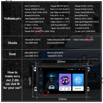 Podofo Android 8.1 2 Din Masina radio Player Multimedia GPS Stereo Pentru Volkswagen Skoda Seat Octavia golf 5 6 passat B6 passat polo