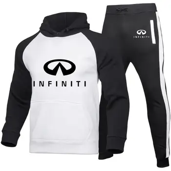2020 Primavara Toamna Noua Negre Bărbați T-Shirt Infiniti Masina Logo-ul Casual de Bumbac de Înaltă calitate Bărbați hoodie de Tricou 2 buc