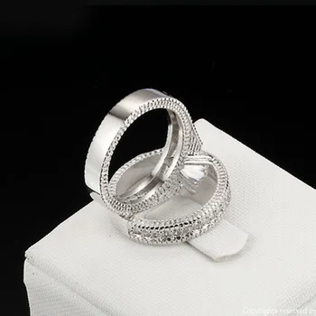 Yanleyu Vintage, Bijuterii de Moda 2 buc Pură Argint 925 Inele de Logodna Set de Zircon Cubic Inele de Nunta pentru Femei PR200