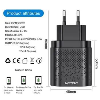 Quick Charge 3.0 Adapter UE/SUA Plug Încărcător USB Portabil Încărcător de Călătorie 4 Port 48W Rapid Încărcătoare de Perete Universal Pentru Telefon Mobil