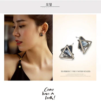 2020 Nou Geometrice Triunghi Gri Cristal Cercei Pentru Femei de Moda coreeană Bijuterii Petrecere de Anul Nou de Lux Fată Neobișnuit Cercei