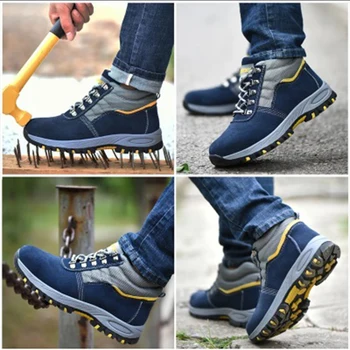 Munca De Iarnă Pantofi Cu Bombeu Metalic De Lucru Bărbați Cizme De Pluș Cald Rece De Protectie Non-Alunecare, Anti-Zdrobitor Puncție Dovada Pantofi De Protecție