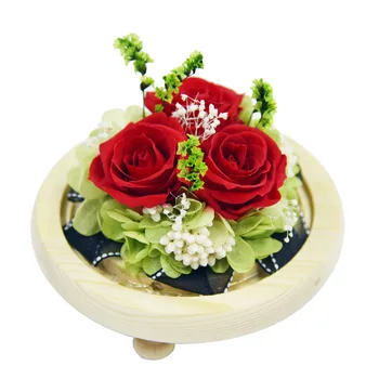 Veșnică Floare Terminat de Colorat Luminos Capac de Sticlă Diy Cutie de Cadou 3 Trandafiri Valentine ' s Zi, Nunta Decor Acasă Flori Artificiale