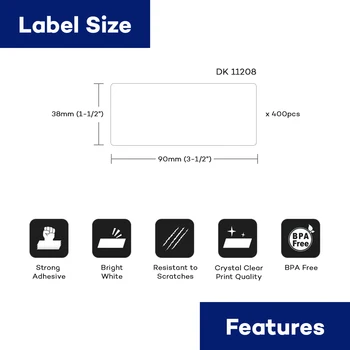Yance 1 Rola DK-11208 Compatibil Brother imprimantă de etichete termice DK 11208 DK 208 Die-Cut Standard Etichete cu Adrese pentru QL570 QL700