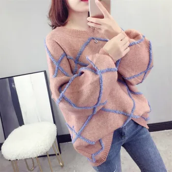 Pulover femei vrac versiunea coreeană de pulover 2020 toamna și iarna noi cu mâneci lungi pulover solid