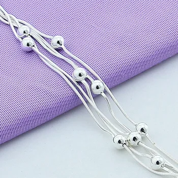 Argint 925 Șarpe Lanț Cu Margele Bile Bratara Pentru Femei De Moda Bijuterii De Argint