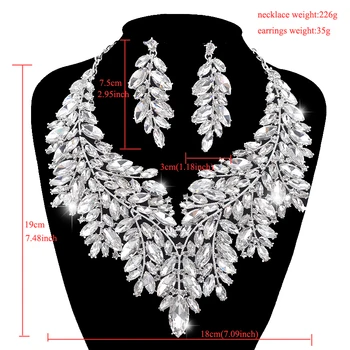 De lux Dubai stil de Nunta Seturi de Bijuterii Stras de Cristal Declarație de Mireasa de culoare de argint Colier Set Cadou de Crăciun pentru doamna