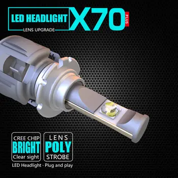 1 Set Puternic X70 120W 15600LM H7 LED-uri Auto Faruri Kit CREE XHP70 Chip 6000K Conducere Lampa de Ceață Becuri H4, H8 H11 9005/6 9012 D2S