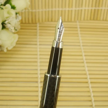 ACMECN Luxious Plin Fibra de Carbon Stilou de Argint Asieta Lichid de cerneală Pixuri cu Pompa Cartuș de Birou & Scoala de Caligrafie Pen