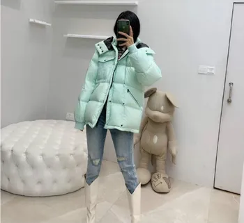 Iarna Nou Stil De Moda, Versatil Caldura Versiunea Coreeană Ușor Femeile Pinkycolor Buzunar Cu Gluga Pâine Sacou În Jos Jacheta M4