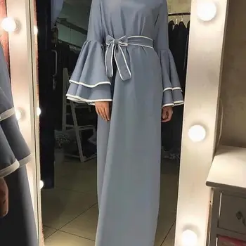Elegant rochie Musulman cu dungi neglijeu Robe Dubai feminin plin lungime strat Dublu de semnalizare maneca Abaya Musulman abayas F2101