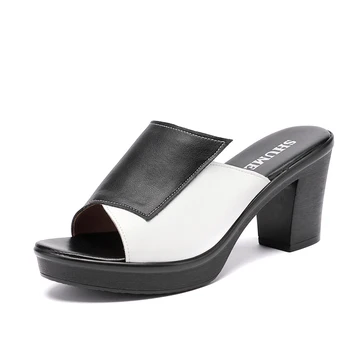 GKTINOO Femei Papuci de casa lui 2021 Doamnelor Papuci de Vara din Piele Pantofi Femei Tocuri Înalte de Moda Pantofi de Vara