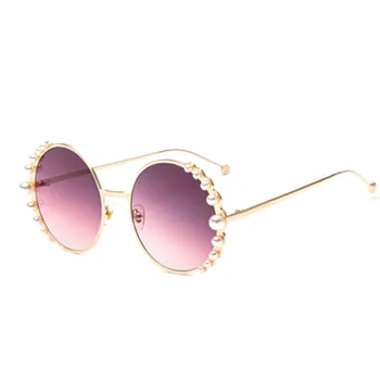 HBK Pearl Rotund ochelari de Soare Moderni Oculos De Sol feminino 2019 Epocă de Lux Femei de Brand Designer de Ochelari de Soare Gradient UV400