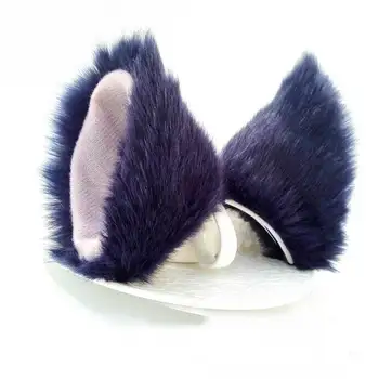Moda Pufos Petrecere De Halloween Pisica Faux Blană De Vulpe Urechi Costum Ac De Păr Hairband Negru/Alb/Violet/Albastru/Negru Drăguț