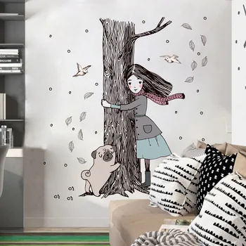 Cald Copac Autocolante De Perete Animale Vsco Fată Cameră Decor Estetic Adolescent Copii, Camere De Decorare Dormitor Poster Tapet