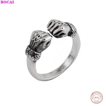 BOCAI s925 Argint pentru bărbați inele argint Thai furios pumnul inel barbati hip hop de moda personalizate retro inel de argint pur