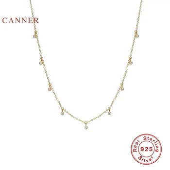 CANNER INS Mini Diamant Rotund Stivuite Vânt Clavicula Lanț 925 Sterling de Argint Colier Pentru Femei 2020 Aur 18k Bijuterii Colier