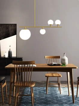 Modern Nordic Simplu, Negru/Auriu dormitor cu LED-uri lumini Pandantiv decor acasă Sticlă Mingea Agățat lămpi de Sufragerie, corpuri de iluminat