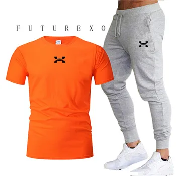 În 2020, Noul Hot-Vânzare de Vara tricou+Pantaloni Set Top Casual Brand de Fitness Jogger Pantaloni, tricou Hip Hop de Moda pentru Bărbați Treninguri