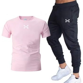 În 2020, Noul Hot-Vânzare de Vara tricou+Pantaloni Set Top Casual Brand de Fitness Jogger Pantaloni, tricou Hip Hop de Moda pentru Bărbați Treninguri