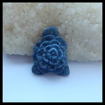Flori sculptate Albastru Coral spicemen Colier Pandantiv,37x30x11mm,10g