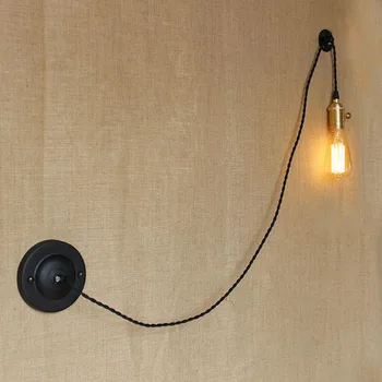 Noul design DIY antic retro negru minge de metal lămpi de perete E27/E26 AC 110V-220V pentru atelier noptiera dormitor Lumini de perete