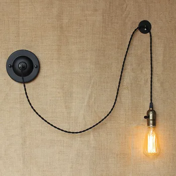 Noul design DIY antic retro negru minge de metal lămpi de perete E27/E26 AC 110V-220V pentru atelier noptiera dormitor Lumini de perete