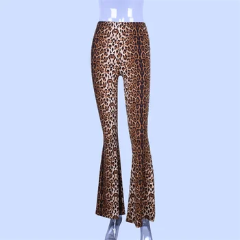 YICIYA 2020 Toamna Iarna Femei de Moda Sexy Bodycon, Pantaloni de Club Pantaloni cu Talie Înaltă Leopard de Imprimare Flare Jambiere