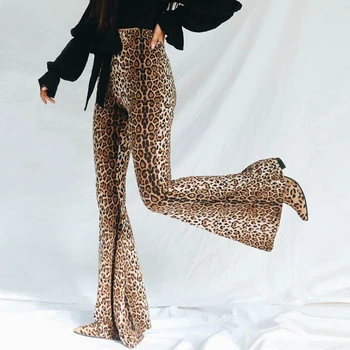 YICIYA 2020 Toamna Iarna Femei de Moda Sexy Bodycon, Pantaloni de Club Pantaloni cu Talie Înaltă Leopard de Imprimare Flare Jambiere
