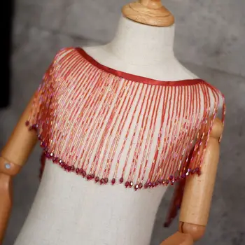 16cm largă industria grea sticlă verticale franjuri de margele dantelă lucrată manual DIY rochie de mireasa frizură accesorii de decor
