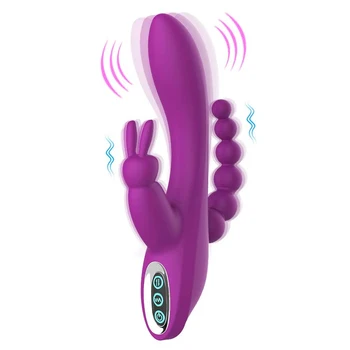 3 în 1 G-Spot Rabbit Vibrator Anal, Dop de Fund Dildo 12 Moduri de Clitoris Stimula Vaginul Masaj jucarii Sexuale pentru Femei Adulte de Sex Produsele