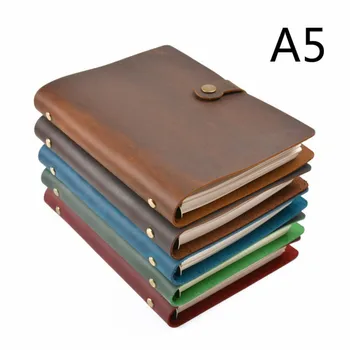 Notebook piele Inel de Moda de Top Notebook Planificator A5 cu Liant și Spirală Alamă Schite Butonul de zi cu Zi Personal Papetărie