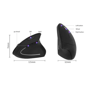 Wireless 2.4 GHz Ergonomic Vertical Mouse-ul Optic pentru Desktop PC, Laptop