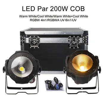 4BUC Cu Zbor Caz Par Led 200W 4in1 COB Lampă Controler DMX Lumina de Scena De DJ Disco Biserica Alb Rece/Cald RGBWA UV 6in1