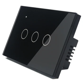 WIFI Touch Lumina Comutator de Perete Sticlă Neagră Panou LED Albastru 118*72mm Universal Smart Home Phone Control 2Gang 2Way Releu Rotund Alice