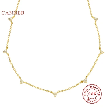 CANNER Colier Pentru Femei 2021 INS Mini Argint 925 cu Aur 18k Diamant Triunghi Bijuterii Lanț Cravată Colier Bijoux