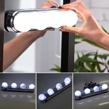 4 Bec Oglindă de Machiaj Lumina Farurilor Instalat Convenabil ventuza Machiaj Lampă cu LED-uri de Lumină Oglindă Alimentat de la Baterie Cadou