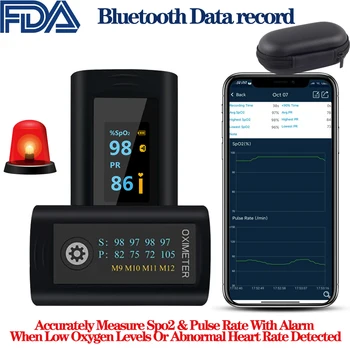 FDA Bluetooth Pulsoximetru Deget de Monitorizare de Somn Alarmă de Oxigen din Sange Inima Rata de Saturație Metru de Stocare Internă a Datelor Jurnal