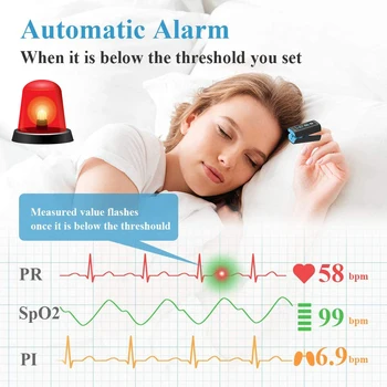 FDA Bluetooth Pulsoximetru Deget de Monitorizare de Somn Alarmă de Oxigen din Sange Inima Rata de Saturație Metru de Stocare Internă a Datelor Jurnal
