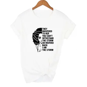 Sunt Un Puternic Melanina Regina Print T Camasa pentru Femei T-shirt de Vara Haine Negru African Girl Istorie de sex Feminin Grafic Teuri Topuri Femme