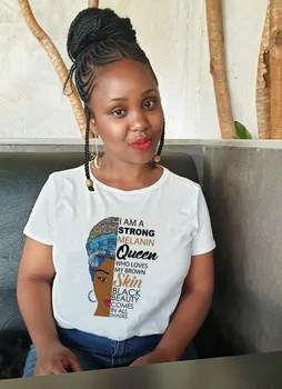 Sunt Un Puternic Melanina Regina Print T Camasa pentru Femei T-shirt de Vara Haine Negru African Girl Istorie de sex Feminin Grafic Teuri Topuri Femme