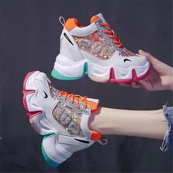 Primavara-Vara Stil Harajuku Indesata Tata Adidasi Femei Ochiurilor De Plasă Respirabil Pantofi Casual Cmfortable Platforma De Moda Pantofi Sport