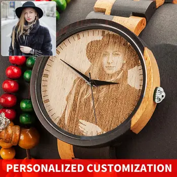 BOBO PASĂRE Ceas Personalizat Personalizate Foto din Lemn, Ceasuri de mana Cadou de Craciun, Cadou de Ziua ta Cadou de Aniversare reloj hombre