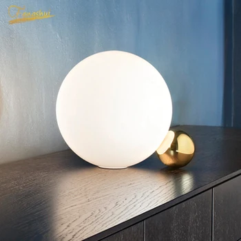 Moderne LED Masă Lampă de Iluminat Nordic Minge de Sticlă Tabelul Lumini de Artă Creativă Lampa de Studiu Lampă de Noptieră Decoratiuni Interioare Lampa de Birou