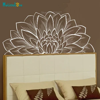 Mandala În Jumătate Dahlia Perete Decal Floare de lotus Interior Decor Acasă meditație mandala Autocolante de perete de arta BA787