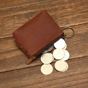 Handmade, Vintage Piele naturala geanta moneda vaca real de monede din piele portofel pentru bărbați și femei portofel cheie suport cu fermoar ID-ul titularului
